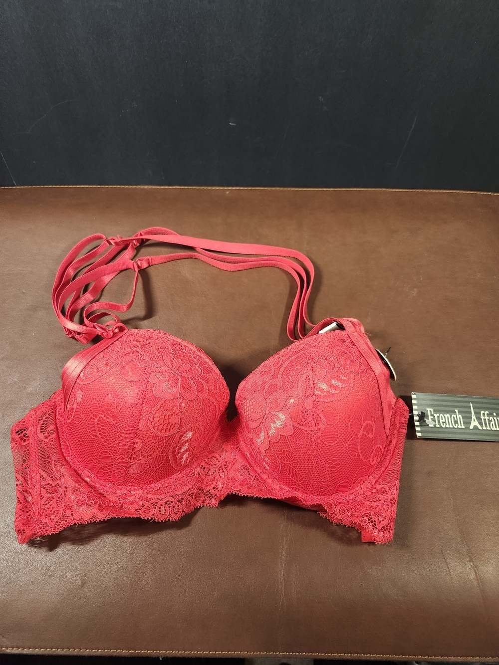 French Affair Red Lace Push-Up Bra with Longline Lace Band